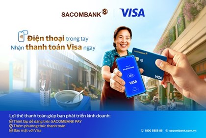 SACOMBANK triển khai nhận thanh toán thẻ Visa ngay trên di động