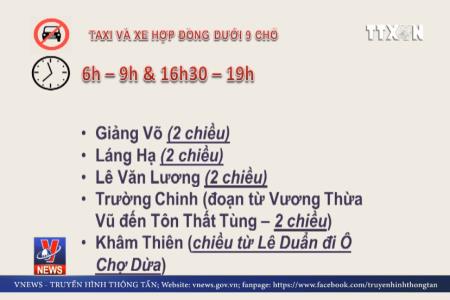 11 tuyến phố Hà Nội cấm taxi và xe tải hoạt động giờ cao điểm