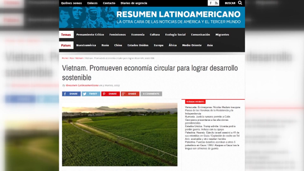 Báo chí Argentina đề cao định hướng kinh tế tuần hoàn của Việt Nam