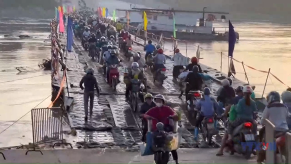 Cầu phao Phong Châu hoạt động trở lại