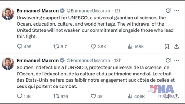 Phản ứng quốc tế trước việc Mỹ rút khỏi UNESCO