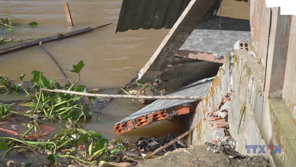 Đồng Tháp khẩn trương xử lý sạt lở bờ sông Tiền