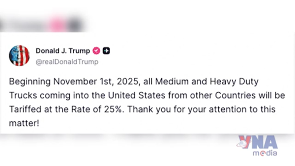 Mỹ áp thuế nhập khẩu 25% đối với xe tải hạng trung và hạng nặng