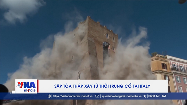 Sập tòa tháp xây từ thời Trung cổ tại Italy