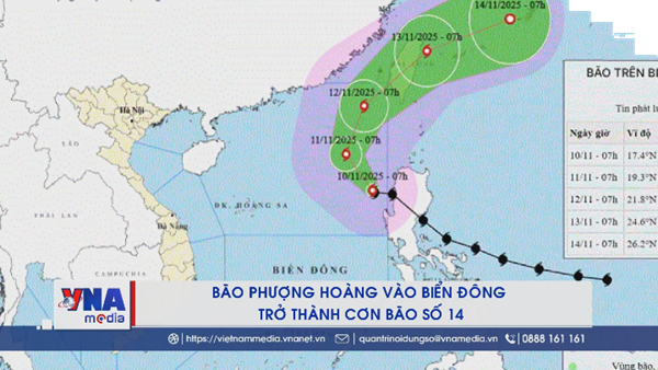Bão Phượng Hoàng vào Biển Đông, trở thành cơn bão số 14