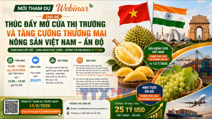 Việt Nam - Ấn Độ nỗ lực mở rộng dư địa thương mại nông sản